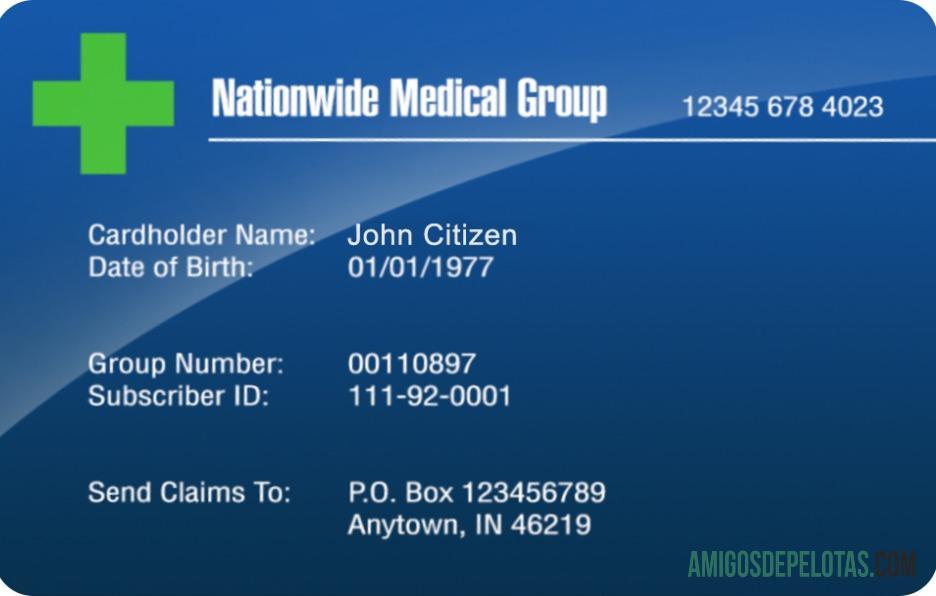 Cartão Médico do Grupo Médico Nacional exemplo real